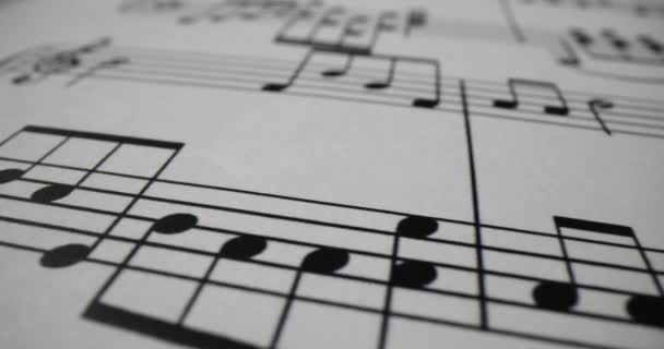 Μουσικές Νότες Τυπωμένες Φύλλο Χαρτιού Μουσική Παιδεία — Αρχείο Βίντεο