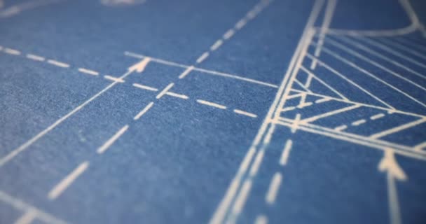 Geometrischer Blauer Hintergrund Mit Technischen Zeichnungen Architekturprojekt — Stockvideo