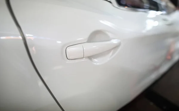 Focus Door White Expensive Sportcar Keyless System Used Ensuring High — Stock Photo, Image
