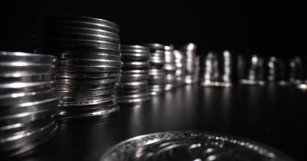 Detailní Záběr Hromadu Mincí Pro Účely Prezentace Finančních Obchodů Hypotečních — Stock video