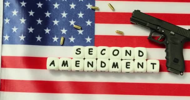 Pistola Bandera Americana Leyes Armas Estados Unidos Segunda Enmienda Pistola — Vídeos de Stock
