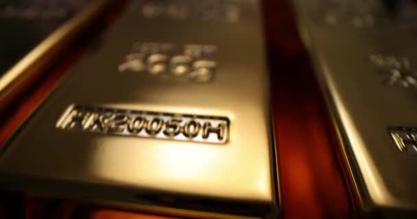 Detailní Pohled Hromadu Zlatých Cihel Gold Investments — Stock video