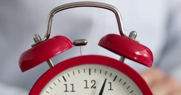 Ringing Working Red Alarm Clock Overtime Deadline Concept — Stock Video