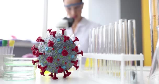 Virala Bakterieceller Laboratorium Begreppet Virusforskning — Stockvideo