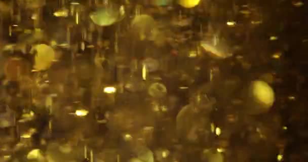 Błyszczący Złoty Brokat Świąteczne Tło Nieostre Zamazane Kręgi Bokeh Boże — Wideo stockowe