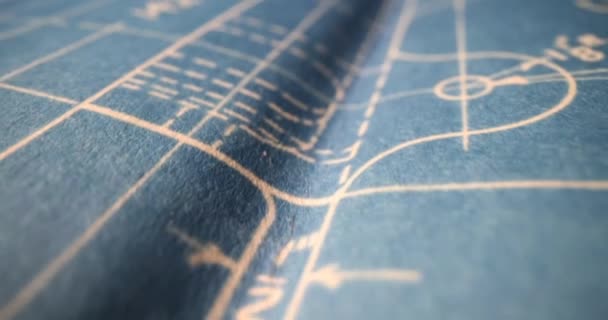 Modrý List Papíru Matematickými Vzorci Geometrií Architektonický Výkres — Stock video