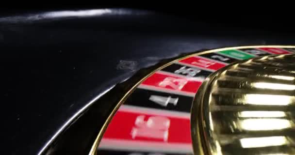 Roulette Casino Boll Hjul Närbild Spel Och Penningspel — Stockvideo
