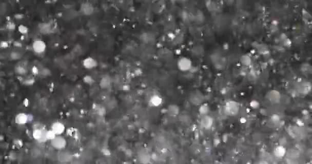 Zilver Witte Abstracte Donkere Achtergrond Stralende Lichten Sprankelende Glanzende Kerstverlichting — Stockvideo