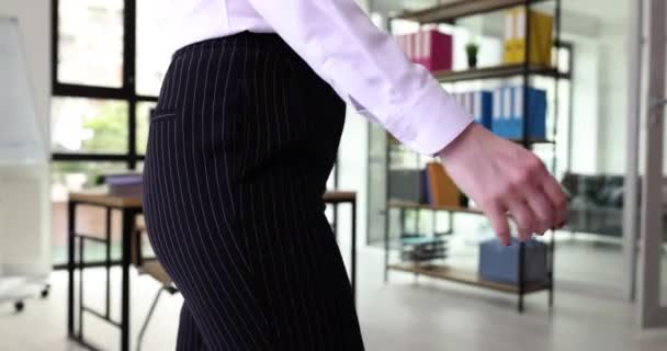 Businessman Shaking Hands Businesswoman Client Agent Welcoming Gesture Two People — Stock Video