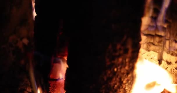 석탄을 벽난로에 태우는 것이다 요리하는 — 비디오