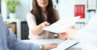 Team workflow and analysis of marketing reports Team of account managers working with startup project
