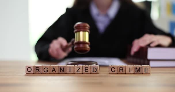 Ordet Organiseret Kriminalitet Dommere Retten Lov Dom – Stock-video