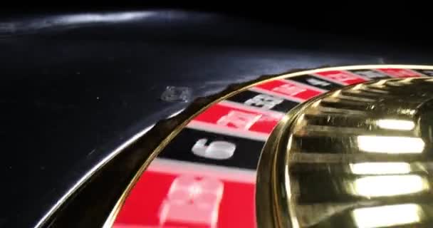 Roulette Hjulet Snurrar Kasino Och Spel Bollen Snurrar Kasinohjulet — Stockvideo