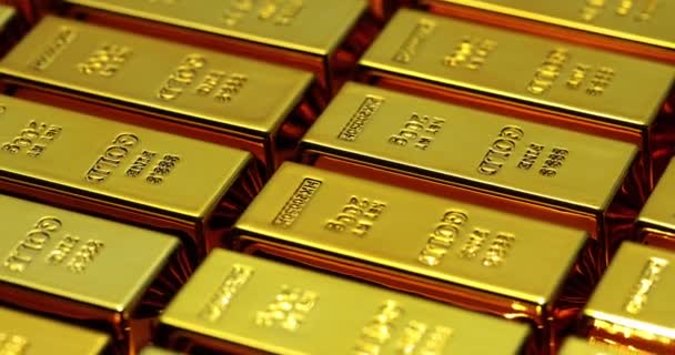 Крупный План Золотых Слитков Концепция Финансовых Денег Правила Инвестирования Золото — стоковое видео