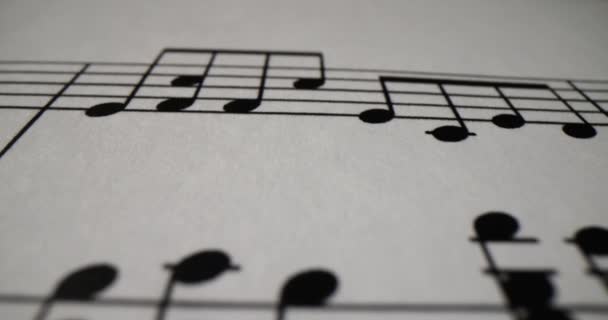 Notas Musicais Para Melodia Compositor Closeup Filme Conceito Aplicativos Musicais — Vídeo de Stock
