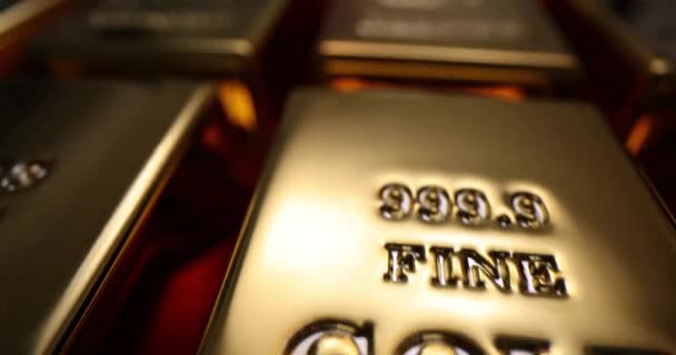 Stos Sztabek Złota Koncepcja Finansowa Inwestycje Złoto — Wideo stockowe