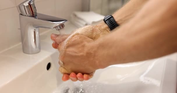 Kézmosás Influenzavírus Megelőzésére Higiéniájára Baktériumok Terjedésének Megállítása — Stock videók