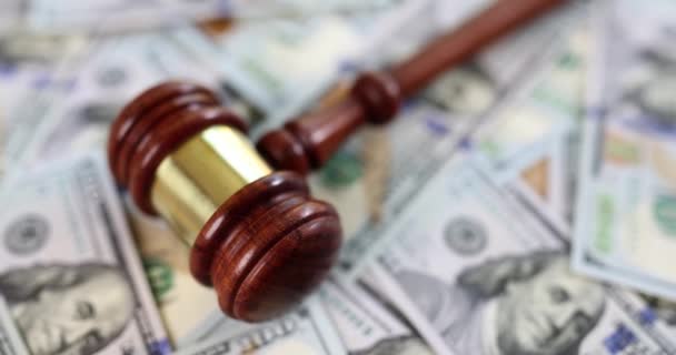 Martelo Juiz Está Contra Fundo Dinheiro Close Conceito Corrupção Sistema — Vídeo de Stock