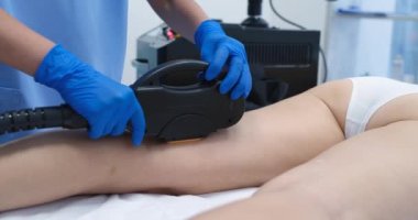 Elos epilation is procedure for removing hair on woman body. Removal of unwanted body hair and hardware ipl cosmetology concept