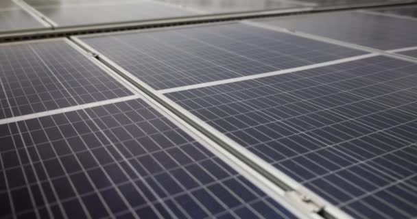 Сонячні Панелі Виробництва Альтернативної Енергії Сільських Полях Зелені Електростанції Захисту — стокове відео