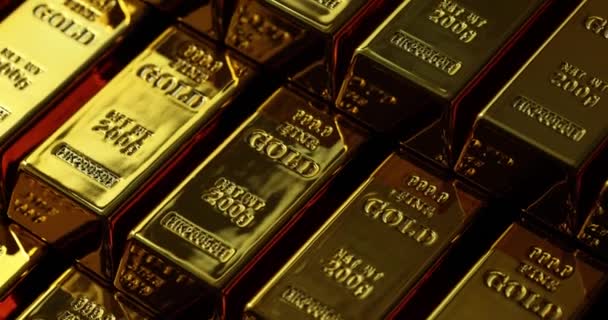 Barras Ouro Empilhadas Armazém Banco Conceito Riqueza Valores Luxo Armazenar — Vídeo de Stock