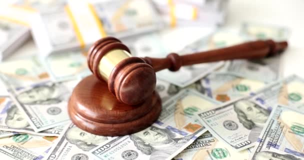 Judge Gavel Many Dollars Business Financial Corruption Financial Crimes Criminal — Stock Video