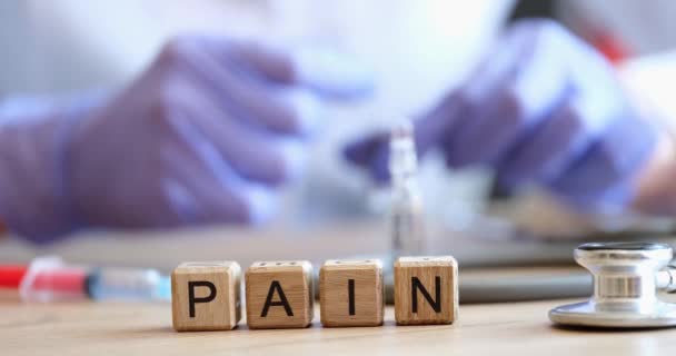 Anesthesie Injecties Voor Ernstige Pijn Bij Patiënten Woord Pijn Arts — Stockvideo