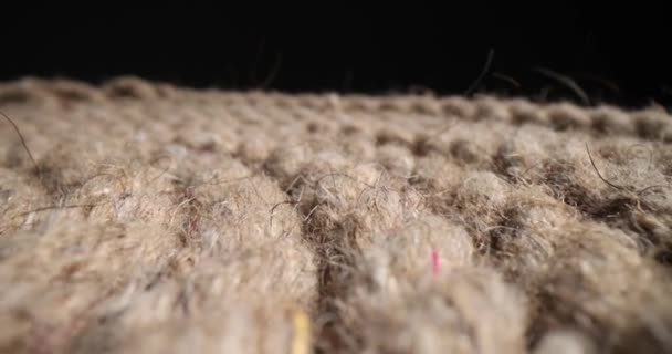 Крупним Планом Морська Плетена Мотузка Чорному Тлі Поліамідна Плетена Мотузка — стокове відео