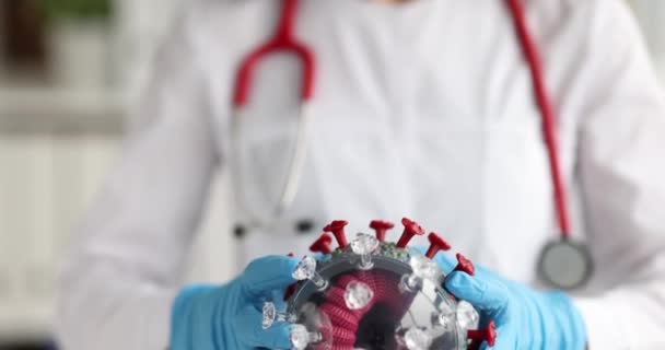 장갑을 의사가 바이러스 박테리아에 조롱을 있습니다 박테리아 바이러스 — 비디오