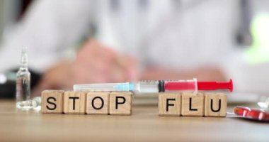 Aşıyla ve doktorla grip şırıngasını durdurun. İlaç tedavisi ve aşının başlangıcı