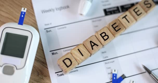 Lancet Glycomètre Proximité Des Documents Médicaux Diagnostic Traitement Diabète Sucré — Video