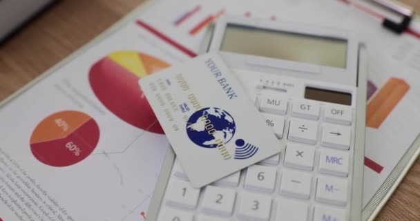 Калькулятор Картки Фінансових Документів Аналітики Аналіз Облік Прибутку Бізнесі — стокове відео