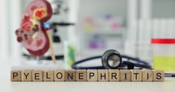 Word Pyelonefritis Ontsteking Van Nieren Behandeling Kliniek Pyelonefritis Veroorzaakt Symptomen — Stockvideo
