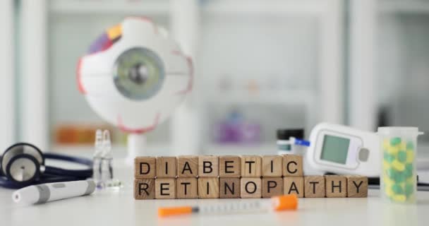 Diabetes Mellitus Diabetická Retinopatie Problémy Zrakem Zrakem Diabetická Retinopatie Komplikace — Stock video