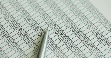 Kalem raporda, rakamlar da yakın çekimde. Finansal dolandırıcılık veya ticaret