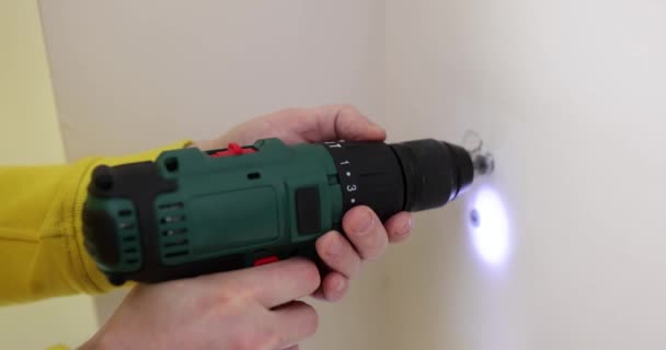 Drilling Screws Wall Apartment Cordless Drill Drill Tool Apartment Renovation — Stock Video