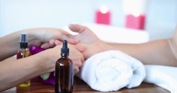 Reflexologie Handmassage Palm Acupressuur Fysiotherapie Handmassage Manicure Concept — Stockvideo