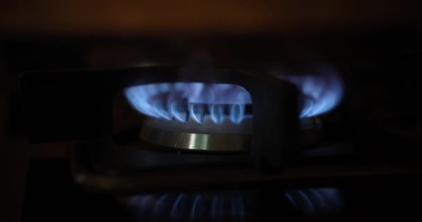 Hořící Modrý Plyn Kamnech Plynovém Hořáku Plynová Krize Rostoucí Ceny — Stock video