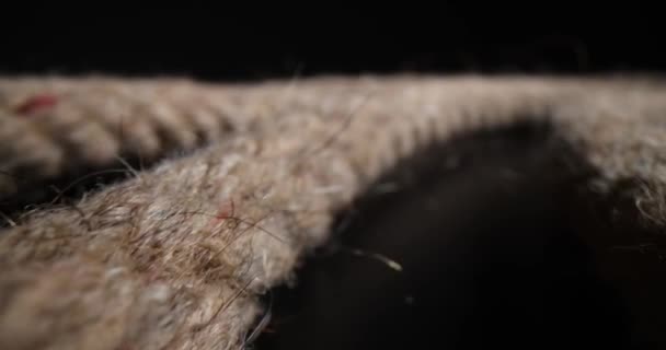 Tali Dikepang Sangat Dekat Dengan Latar Belakang Hitam Memanjat Tali — Stok Video