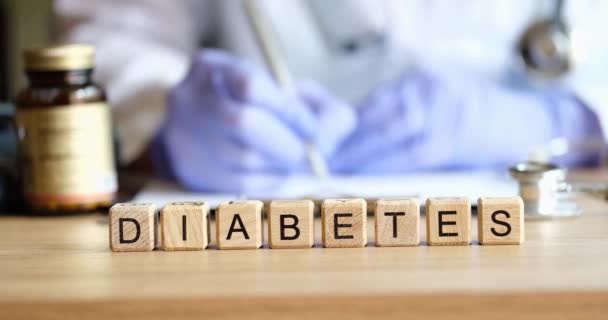 Diagnóstico Diabetes Mellitus Prescripción Tratamiento Por Parte Del Médico Causas — Vídeo de stock