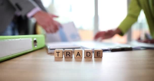 Business Partners Handshake Office Text Trade Business Deal Making World — Αρχείο Βίντεο