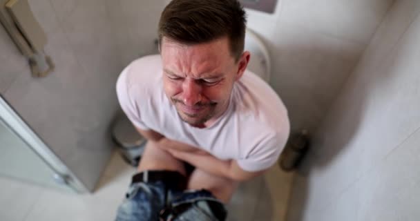 Man Problems Toilet Constipation Diarrhea Food Poisoning Symptoms Adult — Vídeo de Stock