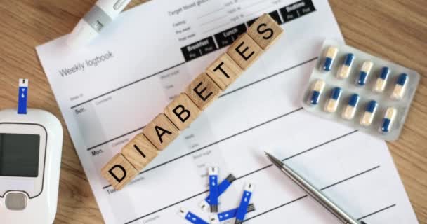 Trattamento Del Diabete Controllo Dei Livelli Zucchero Nel Sangue Compresse — Video Stock