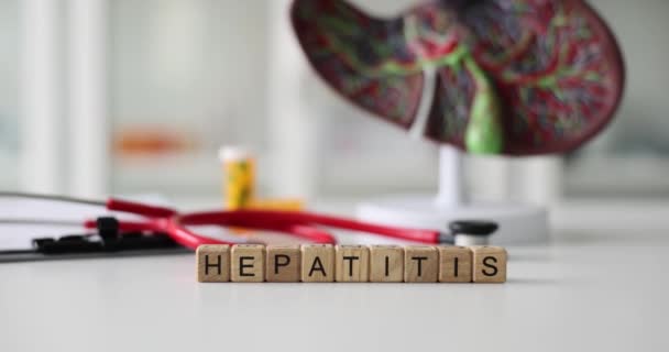 Palabra Estetoscopio Hepatitis Anatomía Hepática Clínica Concepto Hepatitis Sanitaria Tratamiento — Vídeo de stock