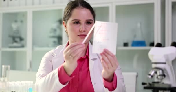 Bandelettes Analyse Urine Médecin Scientifique Gros Plan Médecin Faisant Test — Video