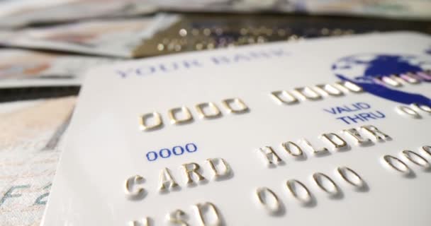 Banco Crédito Notas Câmbio Fechadas Caixa Cartão Bancário Processo Pagamento — Vídeo de Stock