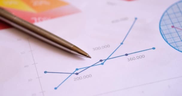 Business Chart Pen Marketing Analytics Financial Report Statistics Concept — ストック動画