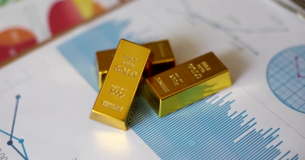 Guldtackor Guld Finansanalytiskt Diagram Affärsstrategi Lönsamma Investeringar Guld Och Ekonomisk — Stockvideo