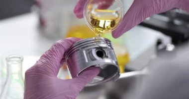 Crankshaft lubrication for gasoline and oil combustion. Testing oil on car parts concept