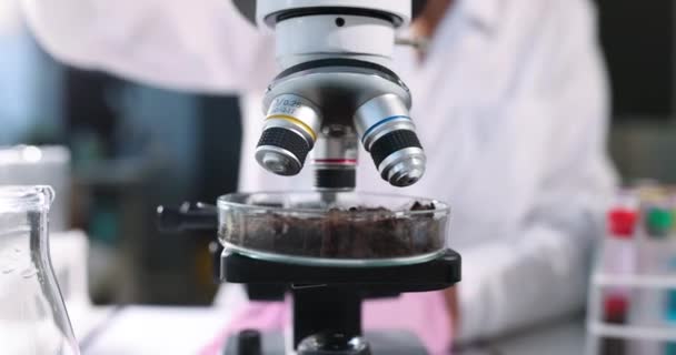 Scientist Adds Liquid Sample Soil Soil Research Added Toxic Substances — Stockvideo